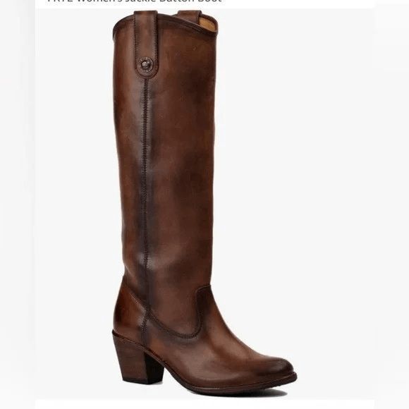 Frye Jackie Button knee high cowboy riding boot Sz 7 brown leather - Picture 1 of 11